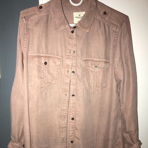 American Eagle Mauve Boyfriend Fit Flannel